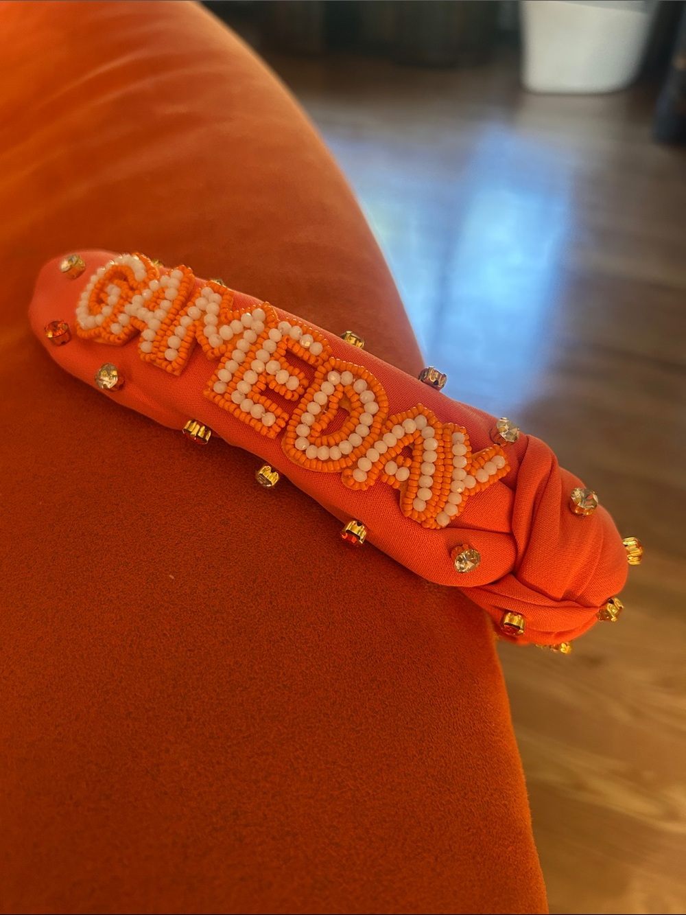 Orange Beaded GAMEDAY jewel encrusted Headband Orange NY Knicks pride new